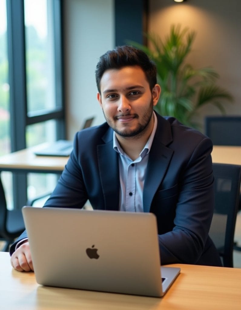 Md Shahriar Kabir, founder and lead SEO specialist, at his laptop